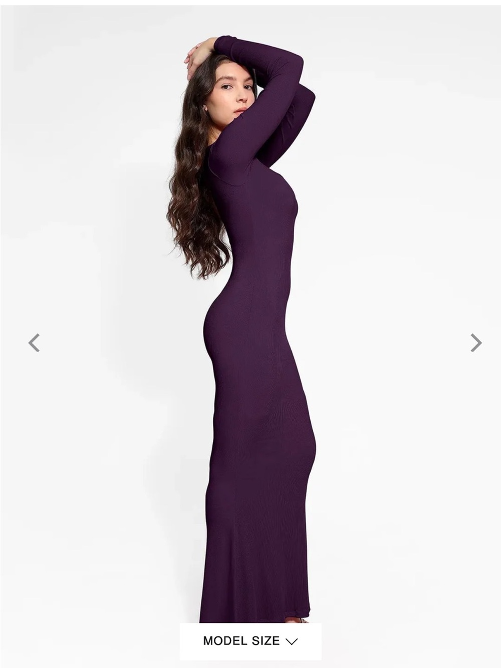 Long Sleeve Maxi Bodycon Dress in Deep Purple